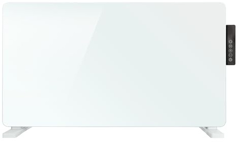 TCP 2000W White Glass Panel Heater, Electric Wall-Mounted or Free-Standing Radiator with Side Control Panel, Timer, Weekly Program & Open Window Detection