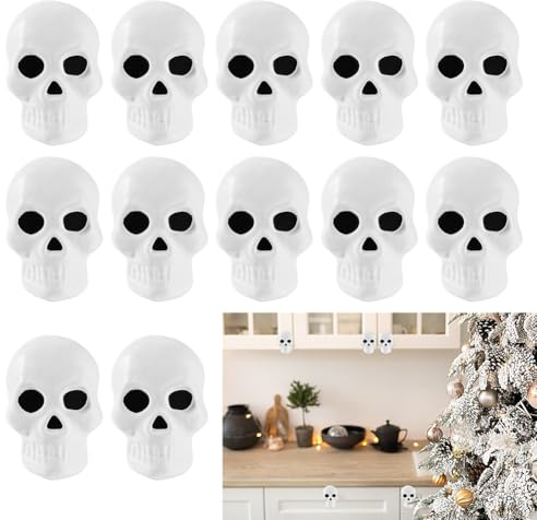 CRAFTYMELODY 12 pièce de Protection Décorative en Plastique pour Boutons de Porte Motif Tête de Mort Blanc