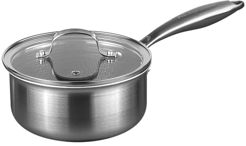 Prochef Saucepan, Stainless Steel, HexGuard Non-Stick, 18 cm Diameter x 9.5 cm Height, 1.2 kg, Tri-Ply Construction, Oven Safe to 230°C, Silver