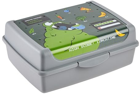 keeeper carla Essensbox, Midi, 1 l, Monster Gamer, Nordic Grey | Praktischer und sicherer Clipverschluss, Mühelos mit nur einem Klick öffnen, Zuverlässig verschließen, Lebensmittelecht