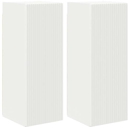 SKTQYQO Meuble TV mural blanc 30 x 31 x 80 cm | Bois contreplaqué, 2 portes, 6 étagères, montage mural, salon moderne