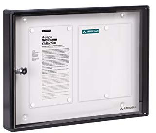ARREGUI PAN-44 Aluminium für 2 DIN A4 Blätter | Wetterfester Schaukasten | Magnetischer Infokasten mit Schlüssel | Infoboard | Infotafel | 8 Magnete inkl. | 35 x 48 x 5 cm | schwarz