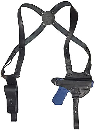 Pistolen Schulterholster Leder Holster für Glock 17 19 22 23 25 31 32 38 44 45 48 (S1 - Schwarz)
