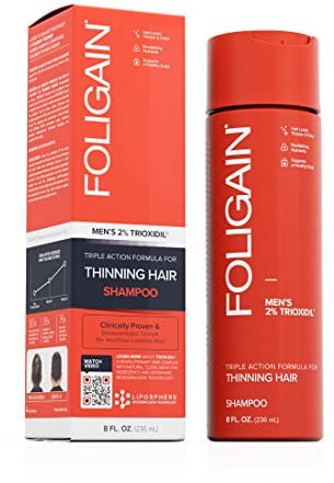 Foligain Triple Action 2% Trioxidil Männer Shampoo für dünnes Haar, 236 ml