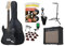 Rocktile Super Kit Komplettset E-Gitarre (Verstärker, Stimmgerät, Kapodaster, Gurt, Plektren, Tasche, Gitarrenständer und Schule inkl. CD/DVD) schwarz