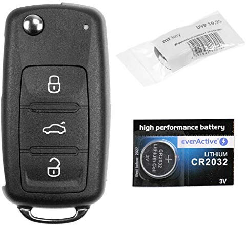 mt key OE Qualität Auto Schlüssel GEHÄUSE + Batterie kompatibel mit VW SEAT Klappschlüssel