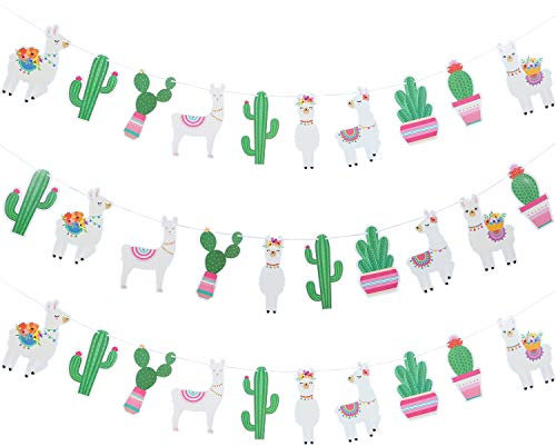 3 Pezzi Bandiera di Cactus Ghirlanda Decorazione di Lama Banner di Cactus per Compleanno Festa di Compleanno Fiesta Messicana Baby Shower per Feste