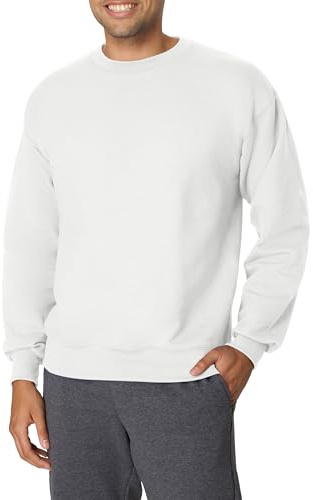 Hanes Mens Sweatshirt, Heavyweight Fleece Crewneck Pullover For, White, X-Large US