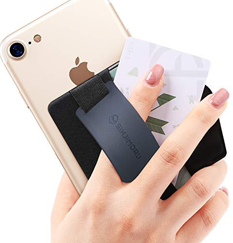 Sinjimoru Phone Grip Card Holder with Phone Stand, Secure Stick on Phone Card Holder for iPhone with Pop Out Phone Kickstand. Sinji Pouch B-Grip Silicone Midnight Blue