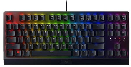Razer BlackWidow V3 Tenkeyless (Green Switch) - Compact Mechanical Gaming Keyboard (Clicky Mechanical Switches, Compact Form Factor, Fully Programmable Keys) US Layout | Black
