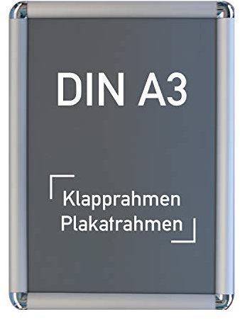 DIN A3 | Alu Klapprahmen silber runde Ecken, Wechselrahmen, 240 x 325 mm