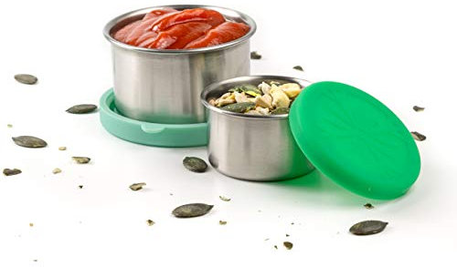 Lekkabox Dipper, 2er Set (Minze) - auslaufsichere Mini Saucen Behälter | Kleine Döschen für Dressing und Dip To Go | Bento Box Lunchbox Zubehör