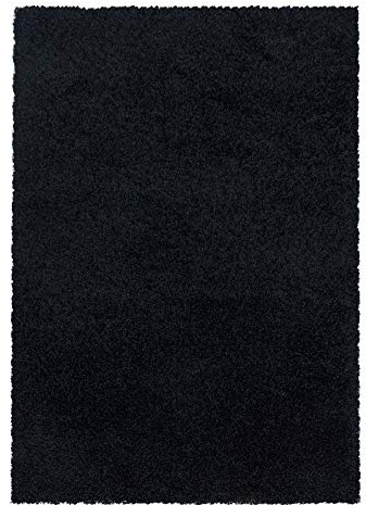 Teppium Moderner Hochflor Teppich Läufer Flur 80x250 cm Schwarz - Shaggy Flauschiger Teppich, Extra Weich und Pflegeleicht - Ideal als Bettvorleger Schlafzimmer, Küchenläufer, Wohnzimmerteppich