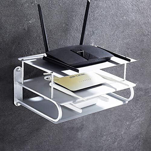 DWW 3-Tier-Aluminium-Floating-Regal Punch-Free-Wandhalterungskabel-Organizer Für TV-Media-Konsole/Set-Top-Box/DVD-Player/Game-Router, Schweres Hängendes Badezimmer Lagerregal, Silber