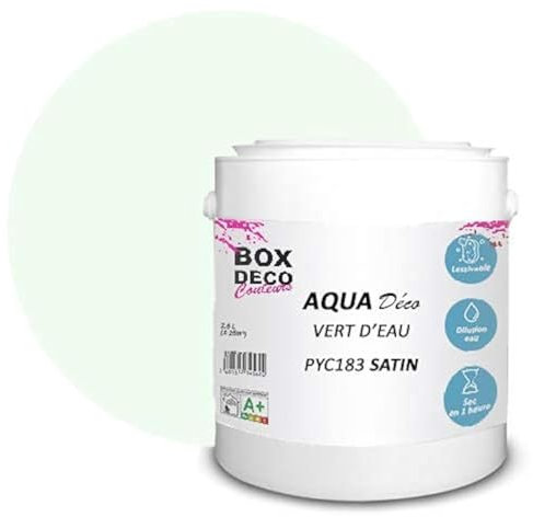 BOX DECO COULEURS Peinture murale acrylique aspect satin Aqua Déco - 2,5 L, Vert D'eau