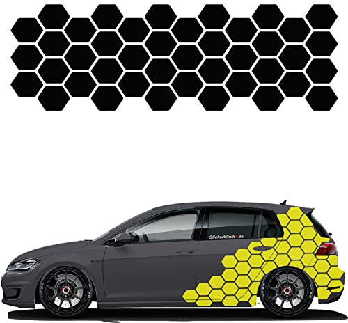 1A Style Sticker Auto Waben Aufkleber Autodekor KFZ Seitenaufkleber Camper Wohnwagen Folie (Gelb)