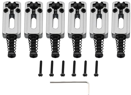 Musiclily Pro 10,8mm Modern Roller Saitenreiter Saddles Chrom 6er Set | Zinklegierung, für Import Strat Tele E-Gitarre