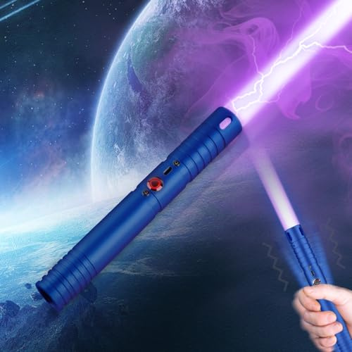 Lightsaber Type-C Rechargeable Cosplay RGB 15 Colors 1 pc, Aluminum Alloy Handle Real Lightsaber for Adults and Kids, Light 3 Modes for Birthday,Halloween Cosplay Blue