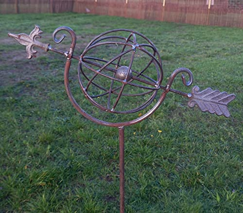Inspirational Gifting 150cm Decorative Armillary Border Stake in sturdy metal - Perfect for a Plant Support and a Decorative Ornament for your Garden!