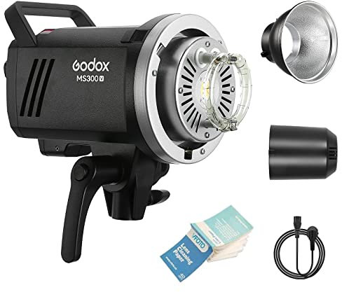 Godox MS300V MS300-V 300W Studioblitz mit aufgewerteter LED Modellierungslampe 2.4G Drahtlos X-System 5800±200K 0.1~1.8S Recyclingzeit Für Studio, Portrait, Commercial Photography(MS300V)