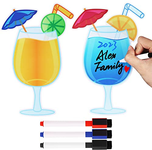 2pcs Fruit Drink Cruise Door Magnets, cruise door magnets with 3pcs Dry Erase Pens Fruit Magnets for Fruit Drink Cocktail cruise door decorations