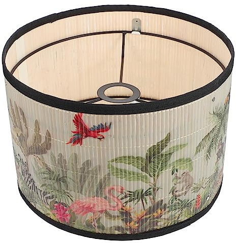 OSALADI E27 Abat-Jour En Bambou Et Métal Pour Lampadaires Et Lampes De Table - Lustre Imprimé Style Araignée En Tissu
