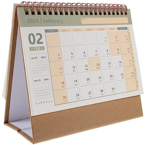 Operitacx 2024 Stand up Desk Calendar Stand up Calendar Desk Decoration Lollipop Cake Topper Dragon Year Calendar Standing Desk Calendar Desk Calendars Office Spiral Pink Paper Planning Book