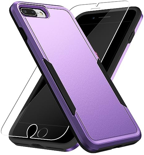 for iPhone 8 Plus Case, iPhone 7 Plus Case,with HD Screen Protector,[Military Grade Drop Tested] Heavy-Duty Tough Rugged Shockproof Protective Phone Case for iPhone 7 Plus /iPhone 8 Plus 5.5”, Purple