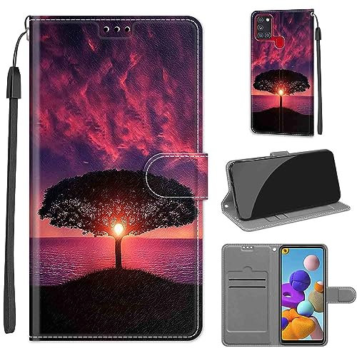 Handyhülle für Samsung Galaxy A21s Hülle, Magnet-Verschluss Klappständer Stoßfeste Klapphülle Handytasche Handyhülle kompatibel Samsung Galaxy A21s