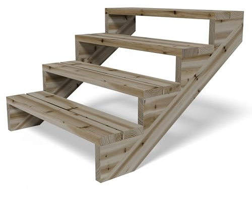 Gartenwelt Terrassentreppe aus Massivholz Kiefer 95cm Breite 4 Stufen 72 cm kesseldruckimprägniert