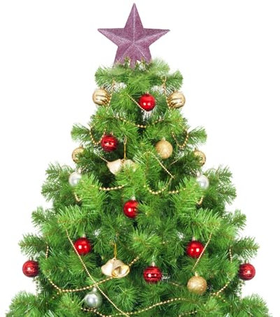 Weihnachtsbaumspitze Glitzer-Stern Spitzen Christbaumspitze Weihnachtsbaum Topper Dekor Weihnachtsstern Baumspitze Weihnachtsschmuck Weihnachtsbaum Spitze Ornament Weihnachtsdeko (Rosa, OneSize)