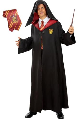 Funidelia | Harry Potter Kostüm mit Krawatte - Gryffindor für Herren Film und Serien, Zauberer, Gryffindor, Hogwarts - Kostüm für Erwachsene & Verkleidung für Partys, Karneval & Halloween - Größe XL