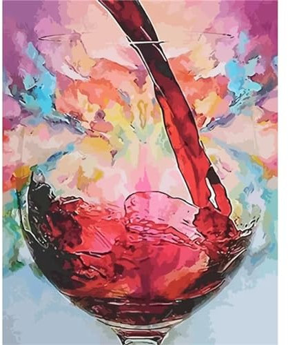 Yoonqun Abstrakter Wein Malen Nach Zahlen Set,60x75cm Malen Nach Zahlen Erwachsene DIY inklusive Pinsel und Acrylfarben Handgemalt Ölgemälde Kit Startseite Wandkunst Dekoration - ohne Rahmen