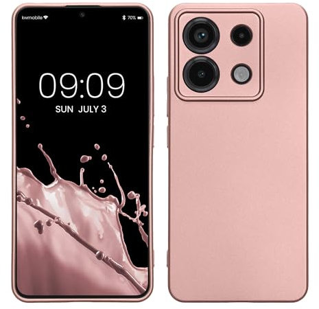 kwmobile Housse Compatible avec Xiaomi Redmi Note 13 Pro 5G / Poco X6 5G Coque - Housse de téléphone Protection Souple en TPU - Or Rose métallique