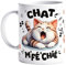 France - Taza de gato M'Fé'Chié' (colección de gatos) - Café té, idea de regalo original de cumpleaños, humor, animal amigo colega familia
