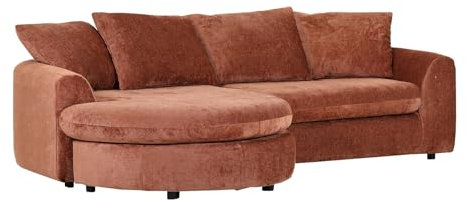 Home4You Ecksofa - 250 x 178 cm - Rostbraun - Stoffbezug - mit Kissen