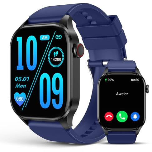 Smartwatch Uomo Donna, 2.04 AMOLED Orologio Fitness con Effettua/Risposta Chiamate, 100+ Sportive con Ossigeno nel Sangue/Cardiofrequenzimetro/Pressione Sanguigna, Impermeabil IP68 Fitness Tracker