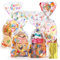 Bigqin 100 Stück Zellophantüten Geburtstag, Süßigkeiten Tüten Transparent Geschenktüten Plastik, Happy Birthday Verpackungstüten mit 120 Twist Krawatten für Kinder Partyzubehör - 27 x 12,5 cm