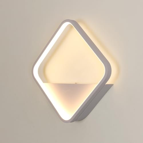 Riserva LED Wandlampe Innen, Weiß Quadratisch Wandleuchte Modern, 3000K Warmweiß Dekoration Wandbeleuchtung Aluminium für Wohnzimmer, Schlafzimmer, Flur, Treppe, Arbeitszimmer