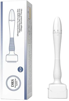Microneedle Derma Roller Stamp Pen, 0-3MM Adjustable Needles, 140 Titanium Pins Professional Microneedling Stamp, Derma Manual Pen for Scalp Face Body Hair Beard Growth, Skin Care