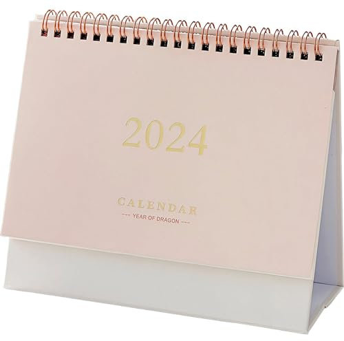 HiyyFloy Calendrier De Bureau 2024 À Rabat sur Pied avec Anneau en Métal, Reliure À Double, Calendrier De Bureau Mensuel avec Pages De Mémo pour Maison