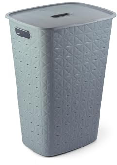Curver Softex 56L Laundry Hamper, 70 percent Recycled Material, Durable, Lightweight, Teal