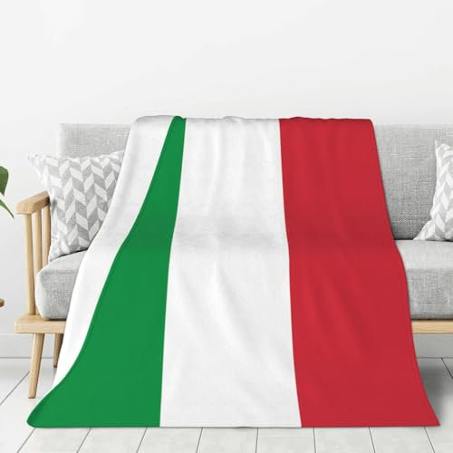 Modische Flanell-Bettdecke mit italienischer Flagge, 101,6 x 76,2 cm, gemütliche Decke, weiche und warme Sofadecke, Schlafzimmer-Decke
