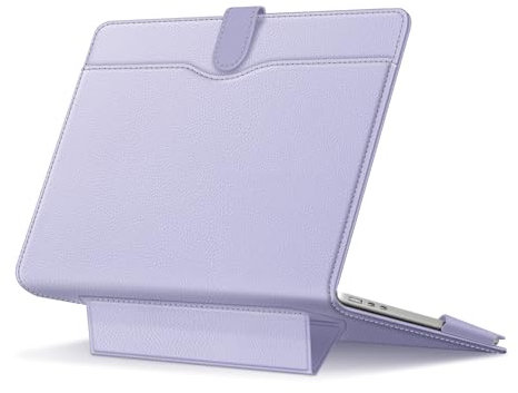 FINTIE Sleeve Custodia per MacBook Air 13.6 Pollici M4/M3/M2 (2025-2022), MacBook Air 13.3 Pollici M1 (2020-2018) e MacBook Pro 13 M2/M1 (2022-2016), Folio Book Cover con Funzione di Supporto, Viola