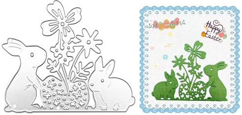 Stanzschablonen Neuheiten 2025 Ostern, Stanzschablone Osterhase Stempel und Stanzen Set, Ostern Hase Prägeschablonen Stanzformen Ostern für DIY Scrapbooking Kunst Handwerk Supplies (Hase)