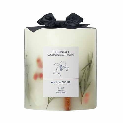 French Connection Grande bougie pilier botanique | Bougies d'aromathérapie pour homme et femme (660 g/50 heures) Durée de combustion | Grande bougie durable Cadeau de pendaison de crémaillère