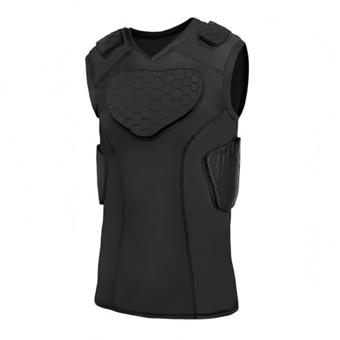 Topeter Men’s Padded Compression Shirts with Chest, Rib, Shoulder & Back Protector