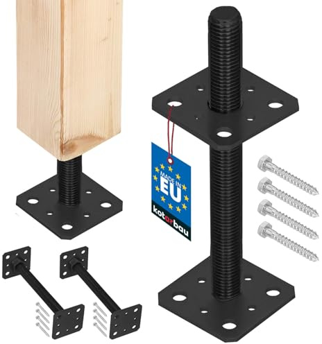 KOTARBAU® 2 Stk. Pfostenträger pulverbeschichtetem Stahl 80x80x250 mm Anthrazit Pfostenträger Einschlaghülse höhenverstellbar Zaunpfosten Aufschraubhülse Bodenhülse Balkenschuh Bodenanker Balkenschuhe