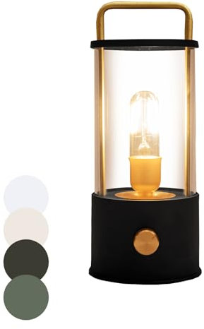 Coen Bakker LED Laterne Tischlampe dimmbar IP44 Lampe USB Warmweiß für Innen & Außen 15x11 cm Tischleuchte, Farbe:Schwarz