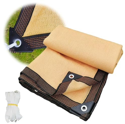 Generisch Schattiernetz mit Ösen 1x3m 2x11m 3x5m 4x19m 6x10m 10x12m Garten Schattennetz 70% Sonnenschutz Netz Schattierungsnetz beige, Gewächshaus Sonnennetz Sonnensegel für Pflanzen(11x11m)